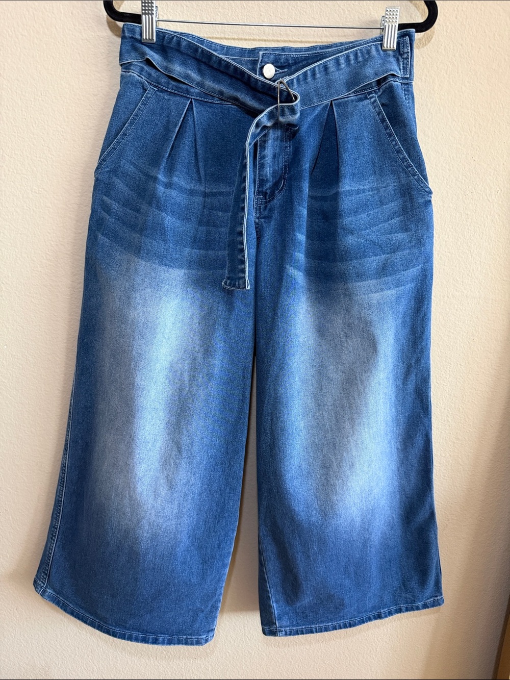 STYLEWE Blue wide leg Denim Jeans with Tie Waist